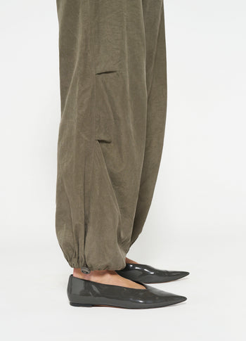 parachute pants | dark moss