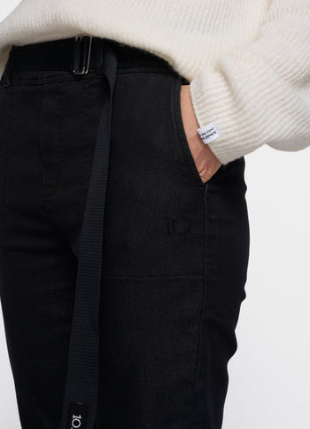 belted pants washed | black