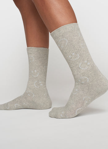 socks all-over smile | light grey melee