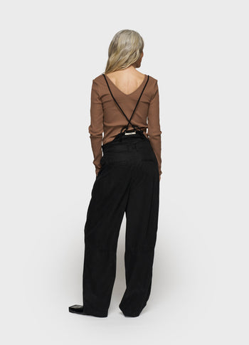 strap salopette twill tencel | black