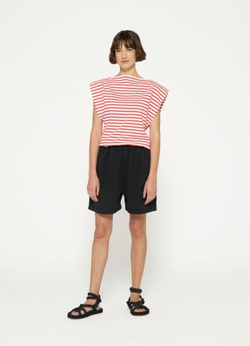squared proud tee stripes | white/poppy red