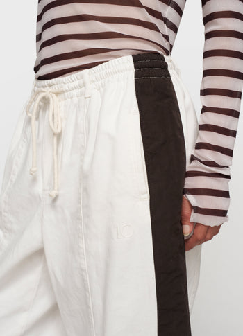wide tapered pants twill | ecru