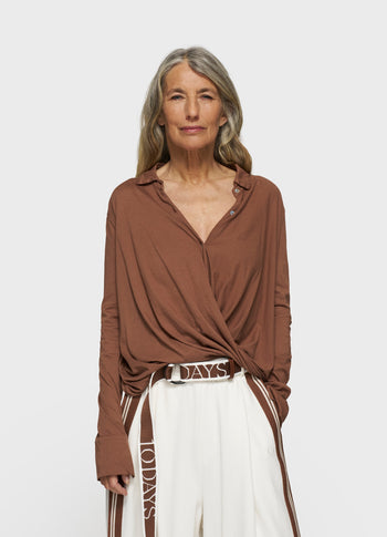 wrap blouse | truffle