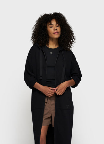 long zip hoodie fleece | black