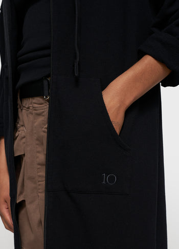 long zip hoodie fleece | black