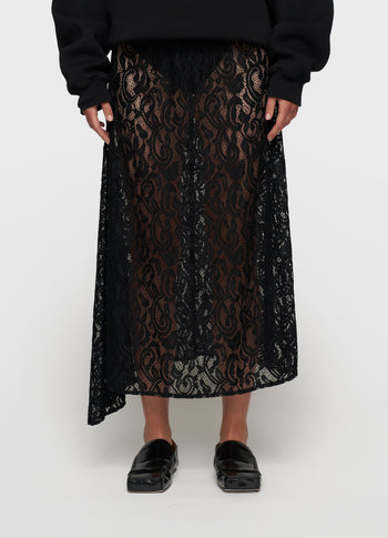 lace midi skirt | black