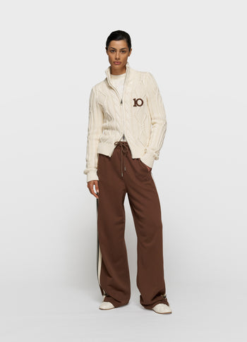 cable knit zip | pearl