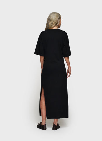 tee dress gathering | black