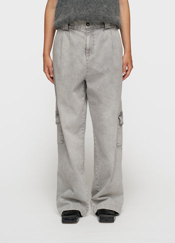 cargo pants flowy denim | grey wash