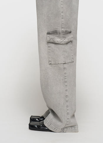 cargo pants flowy denim | grey wash