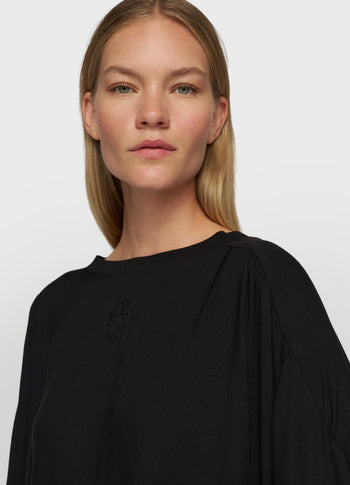 flowy blouse gathering | black