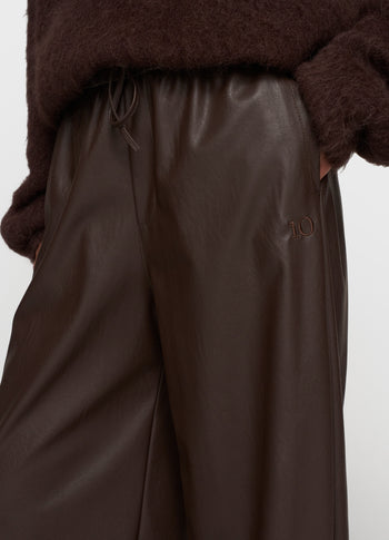 soft PU western pants | deep wine