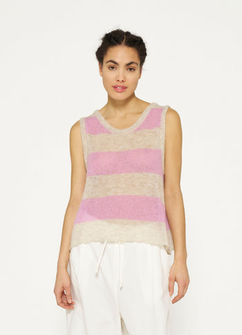 tank top thin knit stripes | light safari/violet