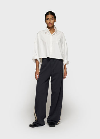 oversized cropped shirt | ecru
