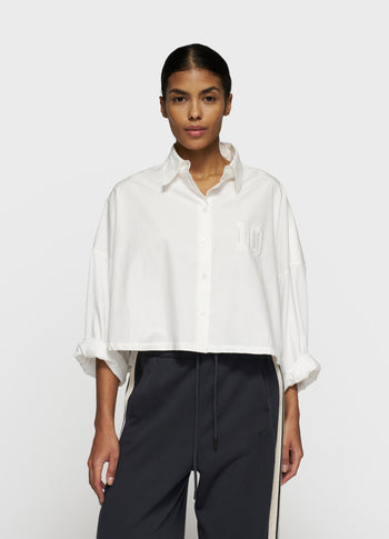 oversized cropped shirt | ecru