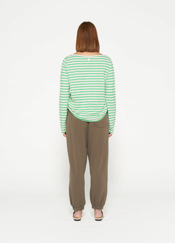 longsleeve tee stripes | ecru/apple green