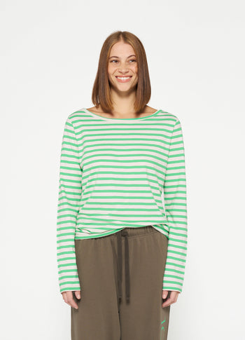 longsleeve tee stripes | ecru/apple green