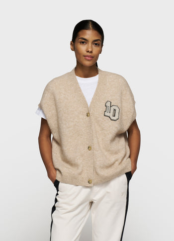 soft v-neck knit gilet | earth