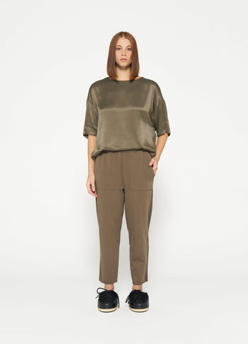 satin tee | dark moss