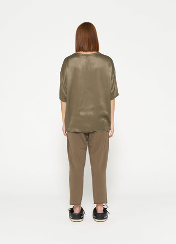 satin tee | dark moss