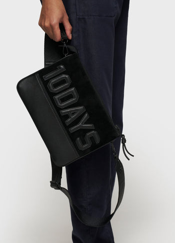 leather double mini pouch | black