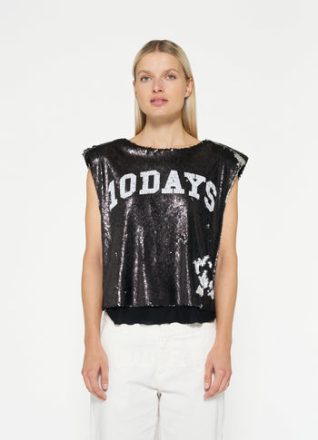 padded top sequins | black