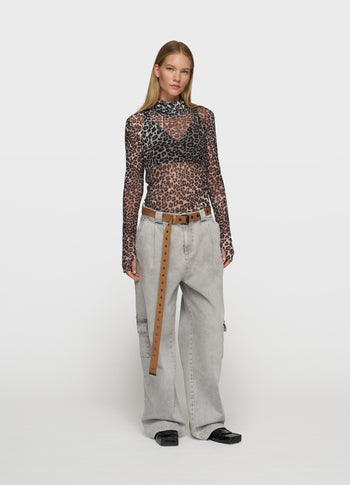 mesh long sleeve leopard | ecru