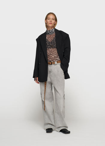 mesh long sleeve leopard | ecru