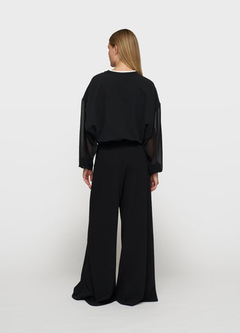 wide leg pants crepe | black