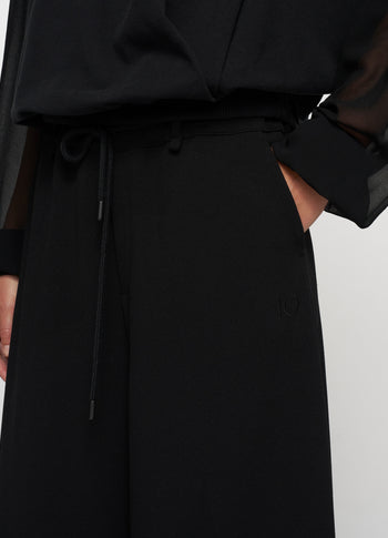wide leg pants crepe | black