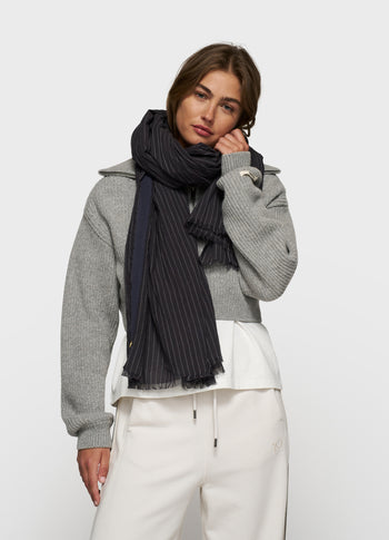 scarf pinstripe | dark navy
