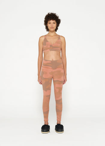 sporty bra camo | saddle brown