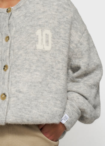 soft baseball knit cardigan | light grey melee