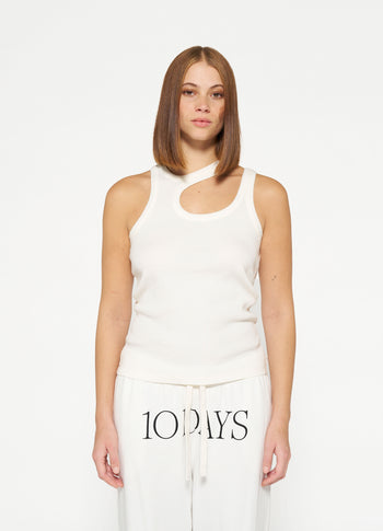 cut out tank top rib | ecru