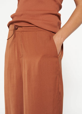 satin parachute pants | saddle brown
