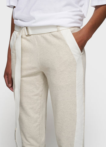 belted cropped jogger tape | soft white melee