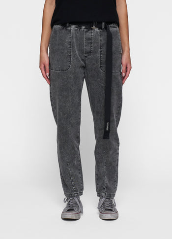 THE BELTED PANTS WASHED | black