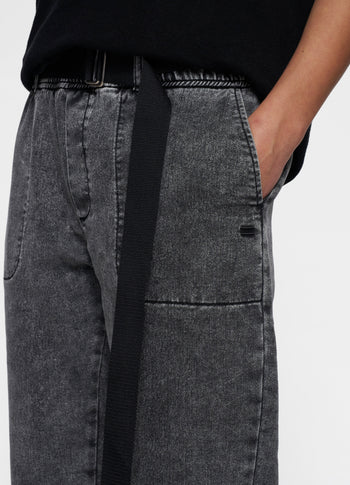THE BELTED PANTS WASHED | black