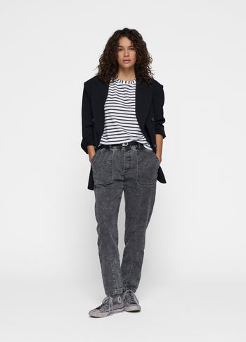 THE PETITE TEE STRIPES | white/black