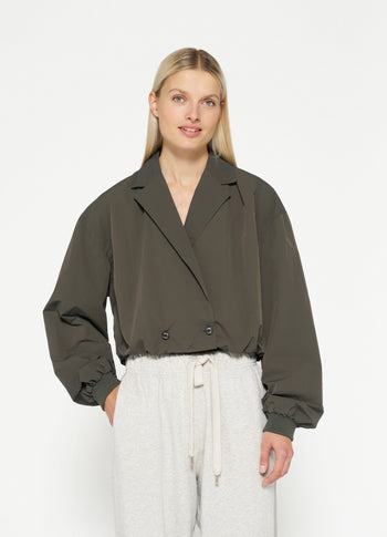 cropped blazer jacket | oil grey