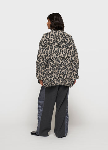 knit cardigan leopard | soft white melee