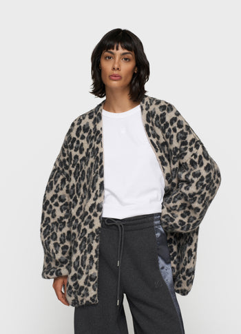 knit cardigan leopard | soft white melee