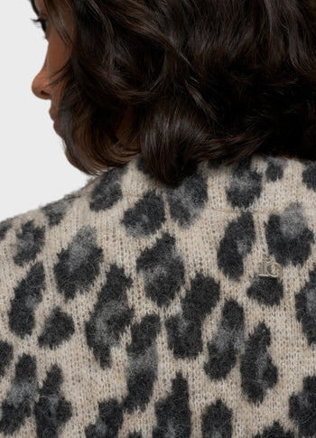 knit cardigan leopard | soft white melee