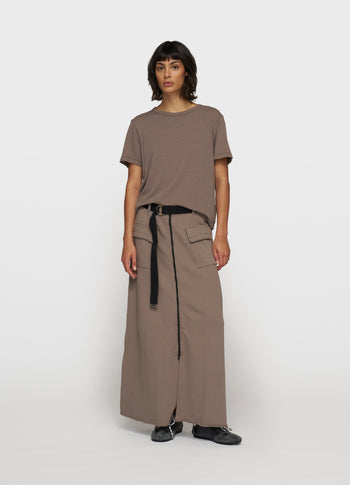 belted midi skirt fleece | moonrock