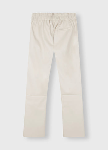 leather look flared jogger | light safari