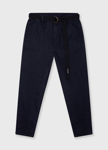 belted pants | dark navy