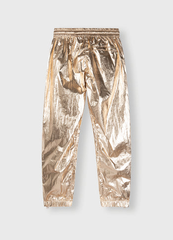 metallic pants | rose gold