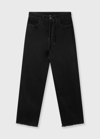 straight leg pants twill | black