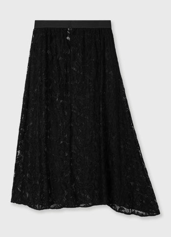 lace midi skirt | black