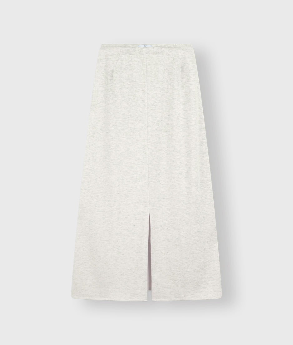 knitted maxi skirt | white grey melee
